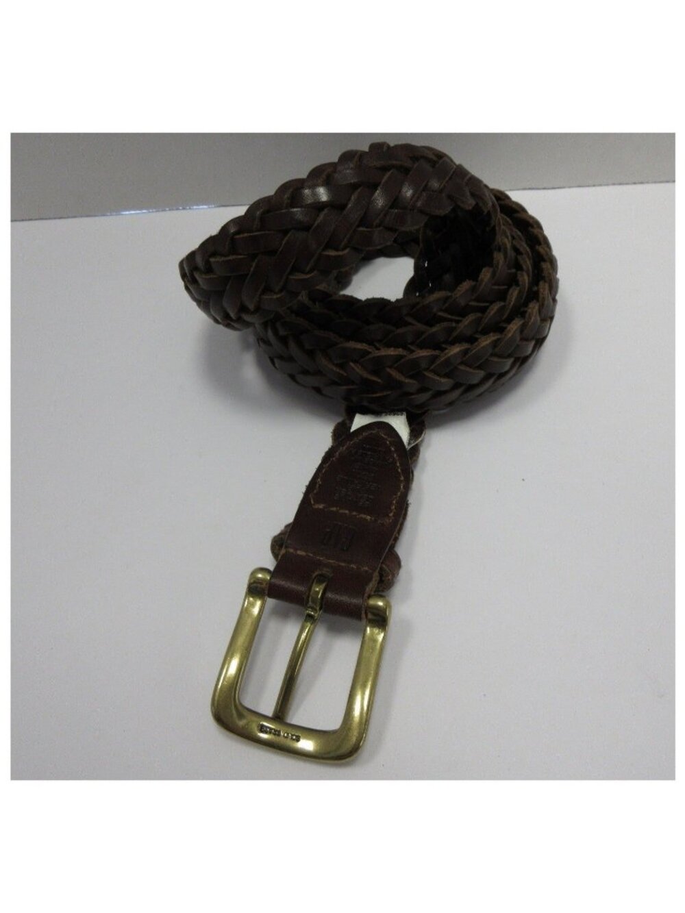 VINTAGE Gap Belt XXL Genuine Leather Braided Brass Buckle Classic